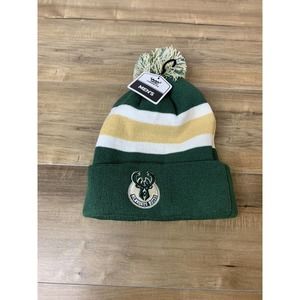 Milwaukee Bucks NBA Basketball Fan Favorite Beanie Style Knit Cuff USA Pom Hat